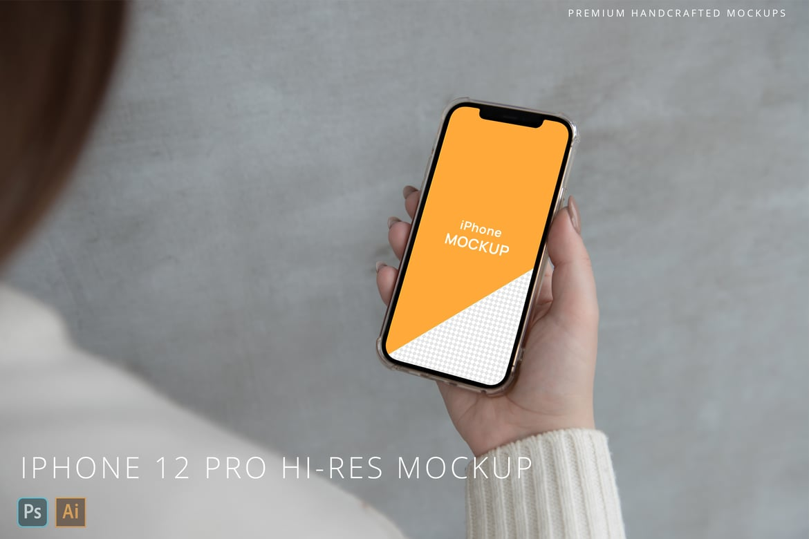 iPhone 12 Pro in Hand Mockup Minimalistic（113638）-技能树